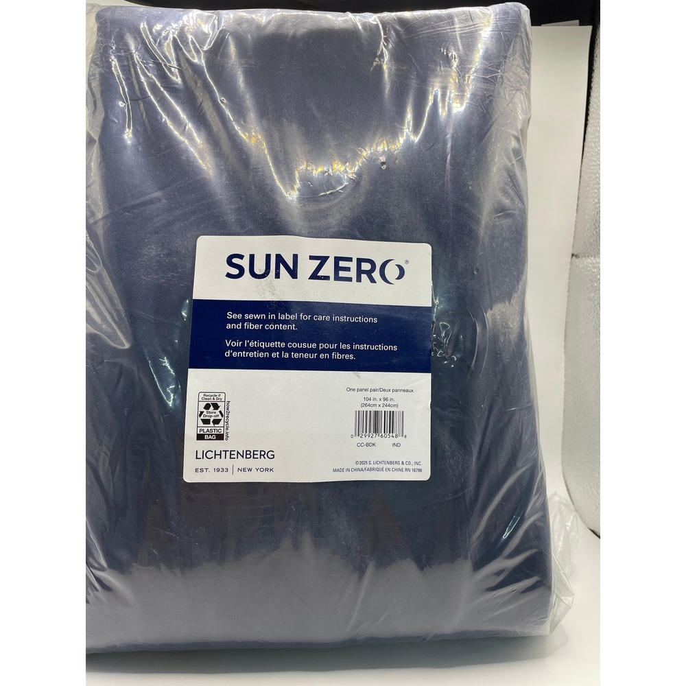 SUN ZERO Curtain Panel Pair 104x96 Blue NEW Grommet Blackout
